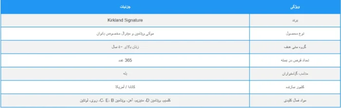 مولتی ویتامین زنانه ومن 50 پلاس کرکلند