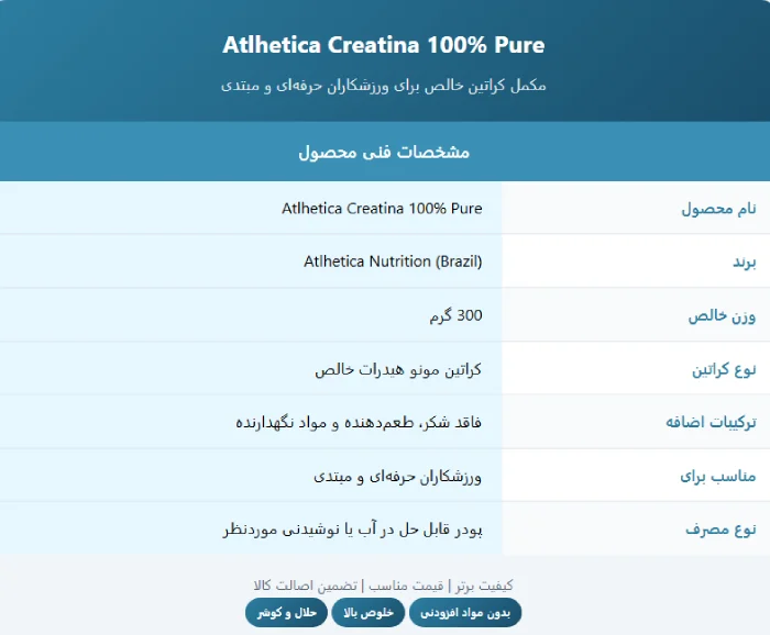 کراتین پیور اتلتیکا