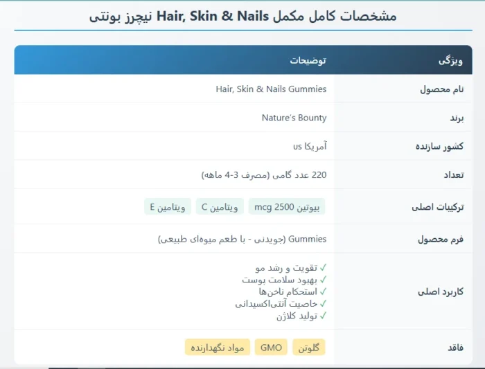 پاستیل هیر اسکین نلز نیچرز بونتی