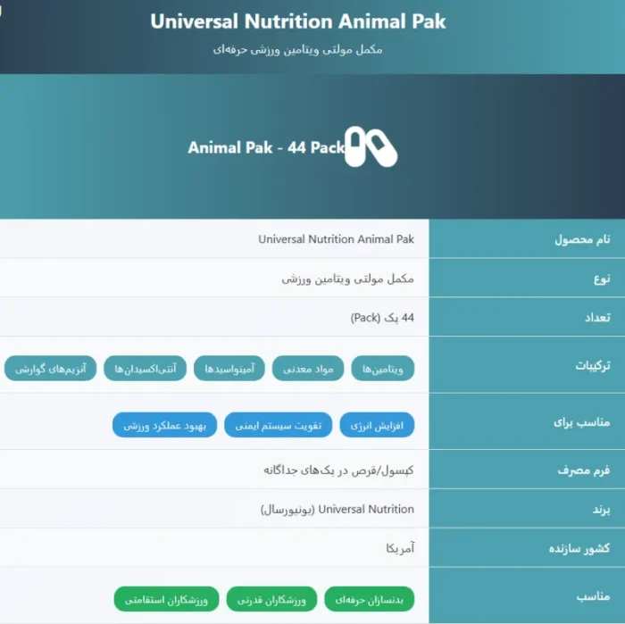 Universal Multivitamin Animal Pak