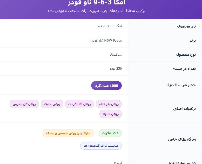 امگا 3-6-9 ناو فودز 100عددی