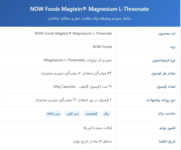 منیزیم ال ترئونات ناو فودز