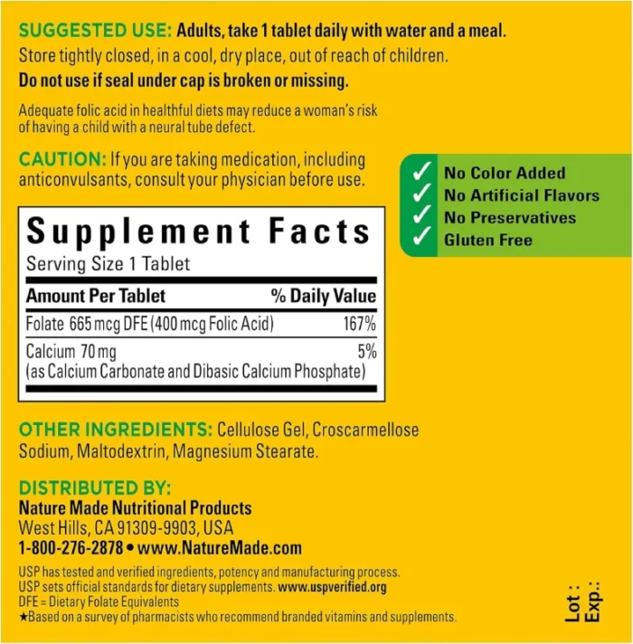 Nature Made Folic Acid 400 mcg