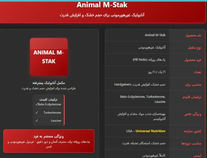 انیمال ام استک یونیورسال غیر هورمونی