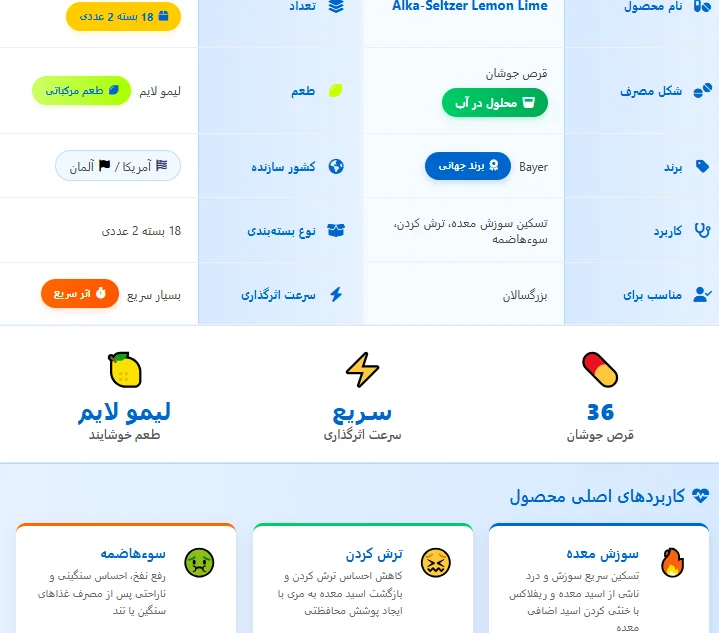 قرص جوشان آلکا سلتزر لمون لایم