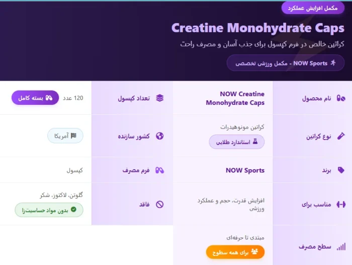 کراتین مونوهیدرات کپسولی ناو اسپرت