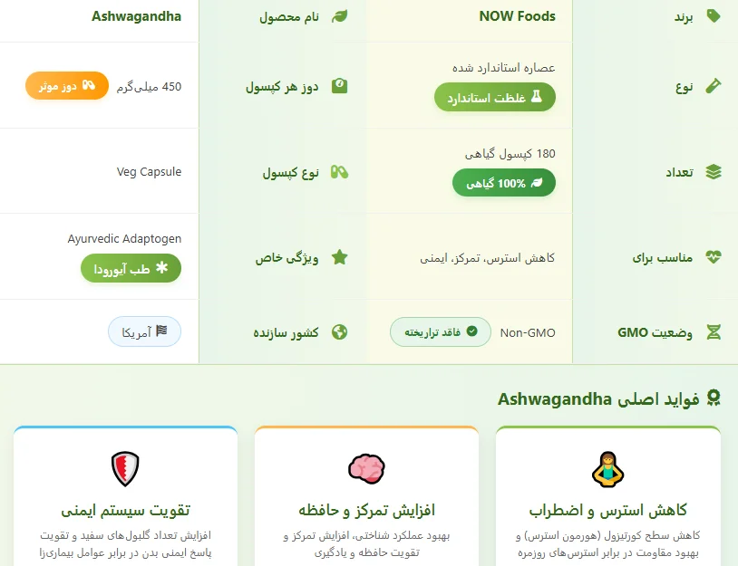 آشواگاندا ناو فودز کپسول