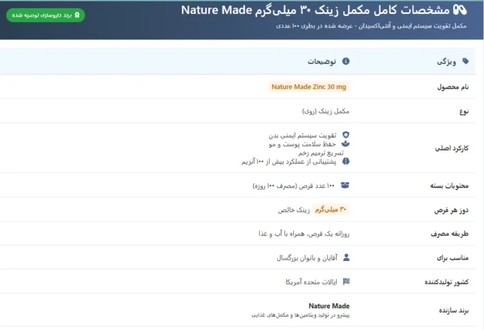 ویتامین زینگ نیچرمید